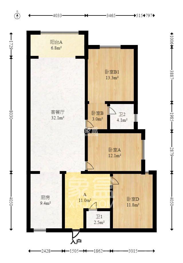 半山壹号  3室2厅2卫   3000.00元/月室内图1
