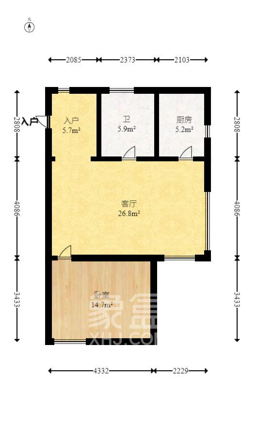 向阳门第 1室1厅1卫 2200.0元/月 向阳门第 1室1厅1卫 2200.0元/月室内图