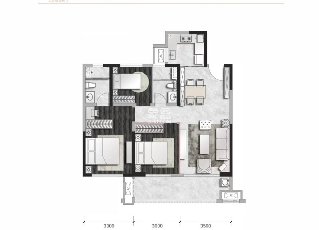 中海学府里  3室2厅2卫    55.0万