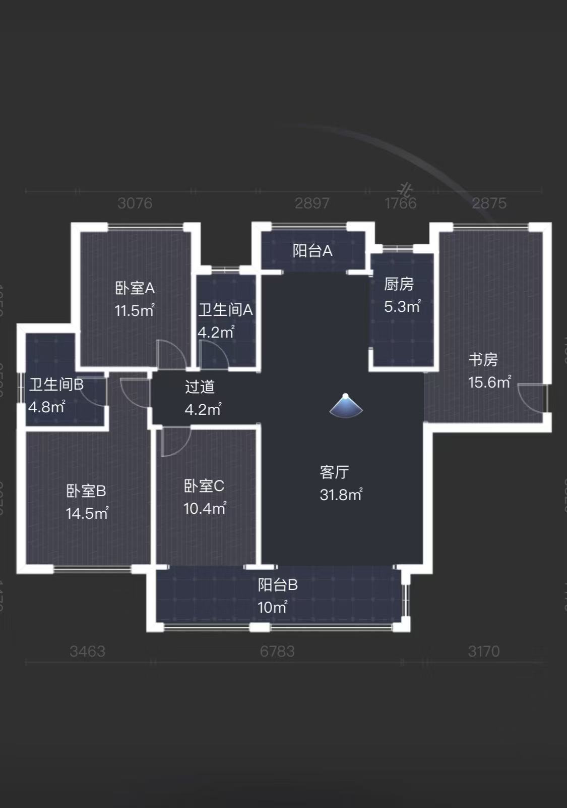 中泰财富湘江 4室2厅2卫 91.8万 中泰财富湘江 4室2厅2卫 91.8万室内图