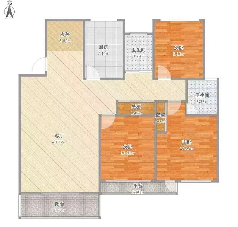 南门口安置小区二期  3室2厅2卫   73.80万户型图