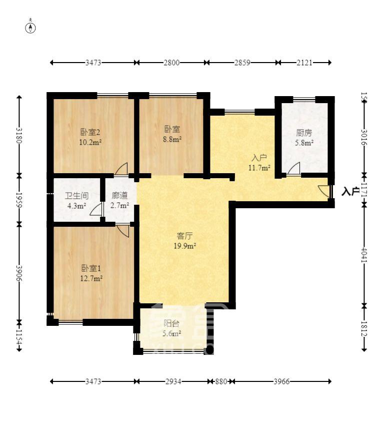 新城新世界一二三期 3室2厅1卫 2300.0元/月 新城新世界一二三期 3室2厅1卫 2300.0元/月室内图