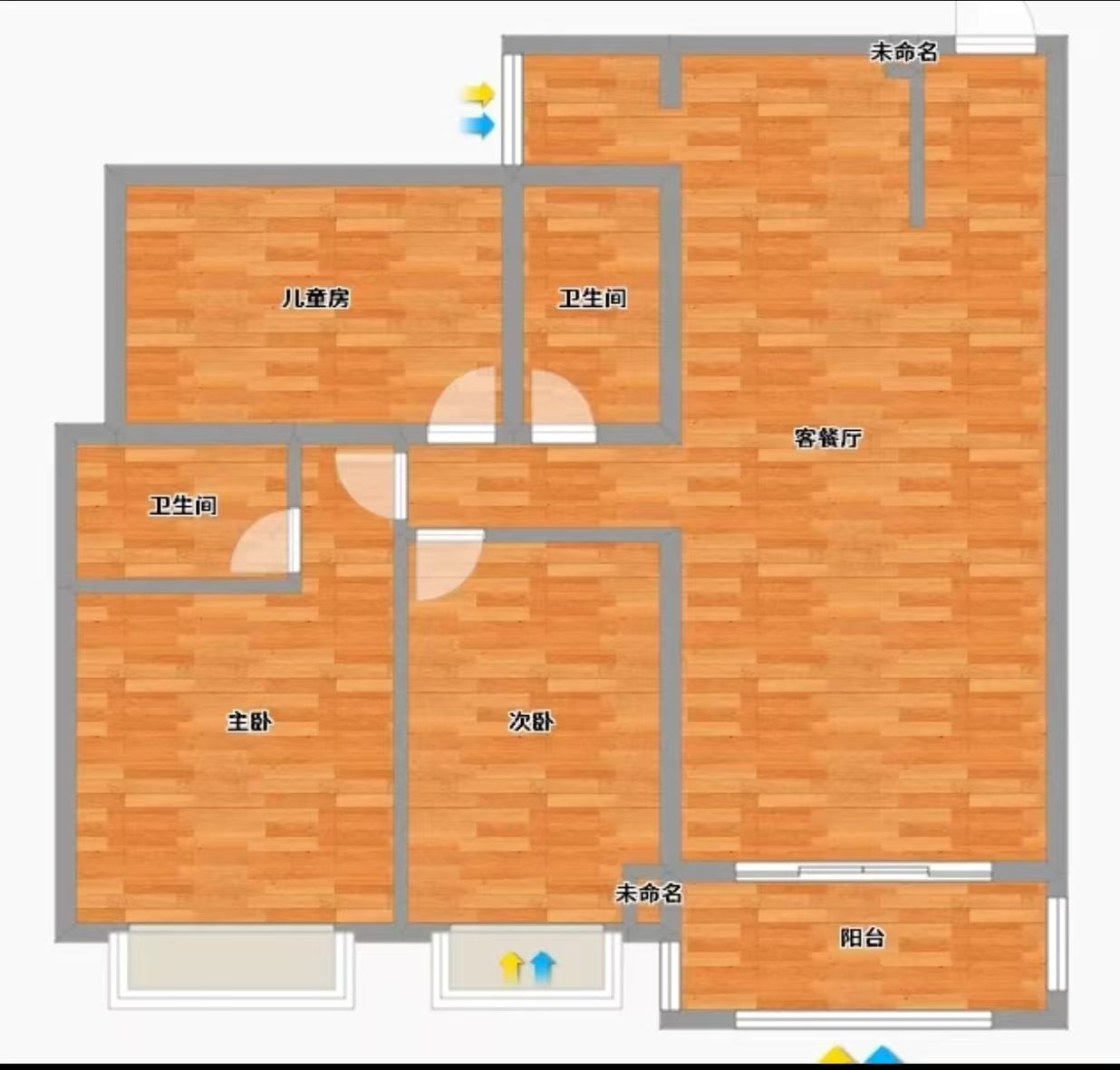 马良小区  3室2厅2卫   1200.00元/月室内图1