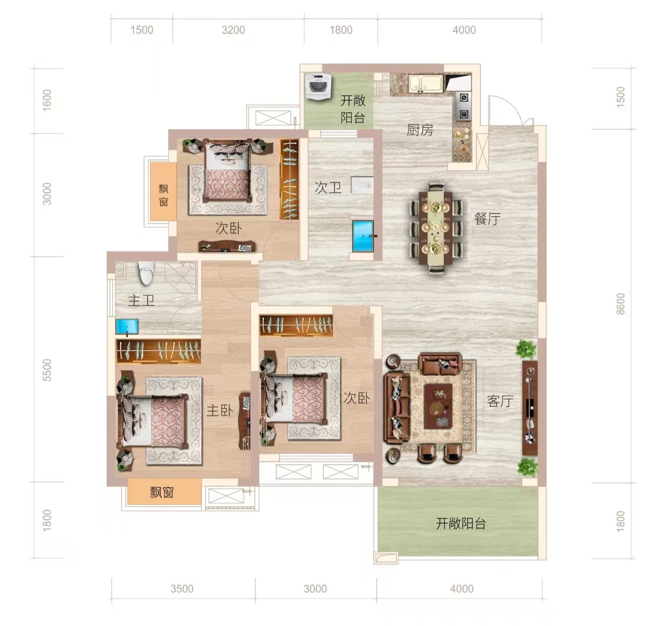 浪琴湾 3室2厅1卫 58.0万 浪琴湾 3室2厅1卫 58.0万室内图