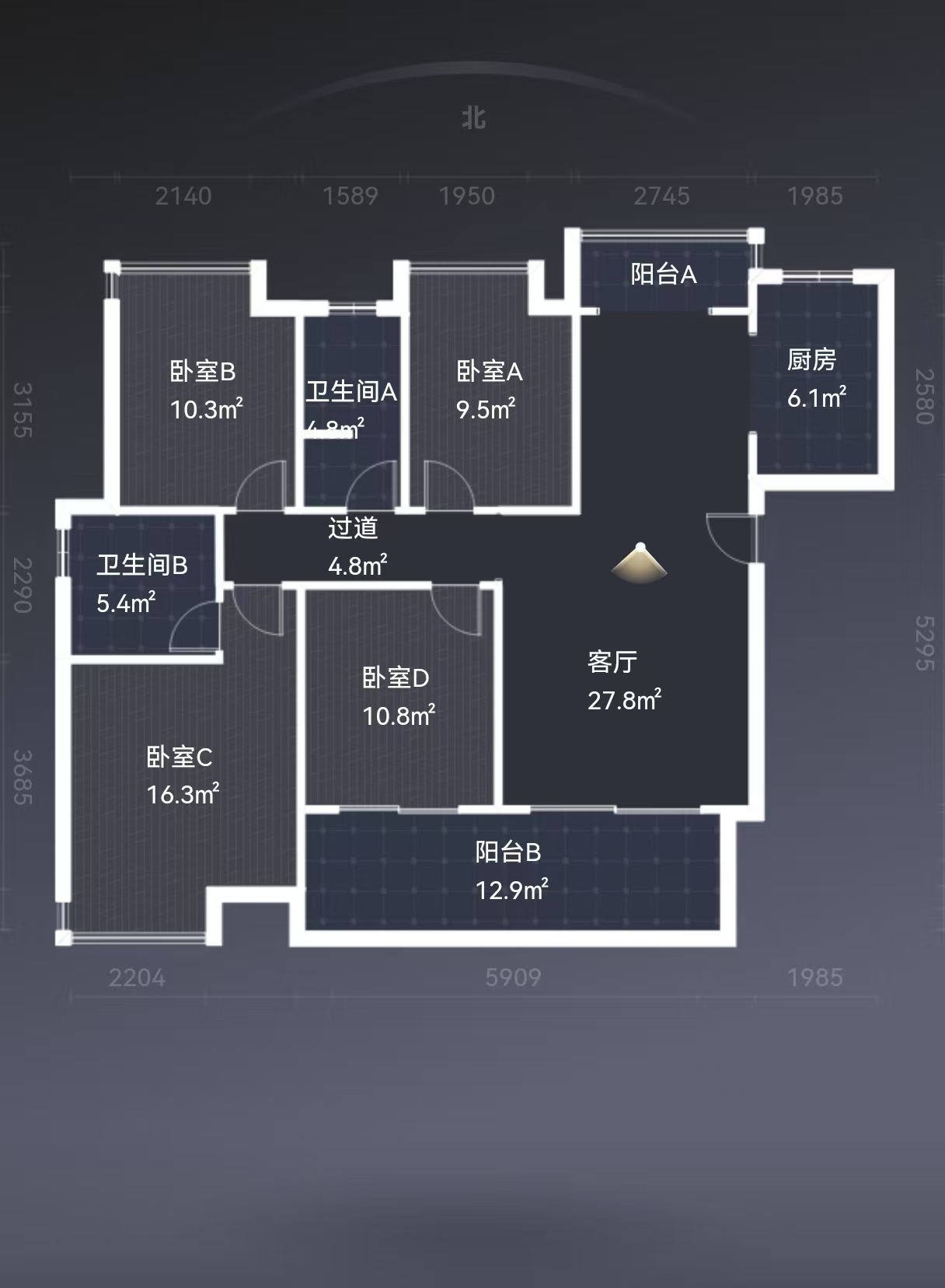 长房湘江府  4室2厅2卫   98.80万