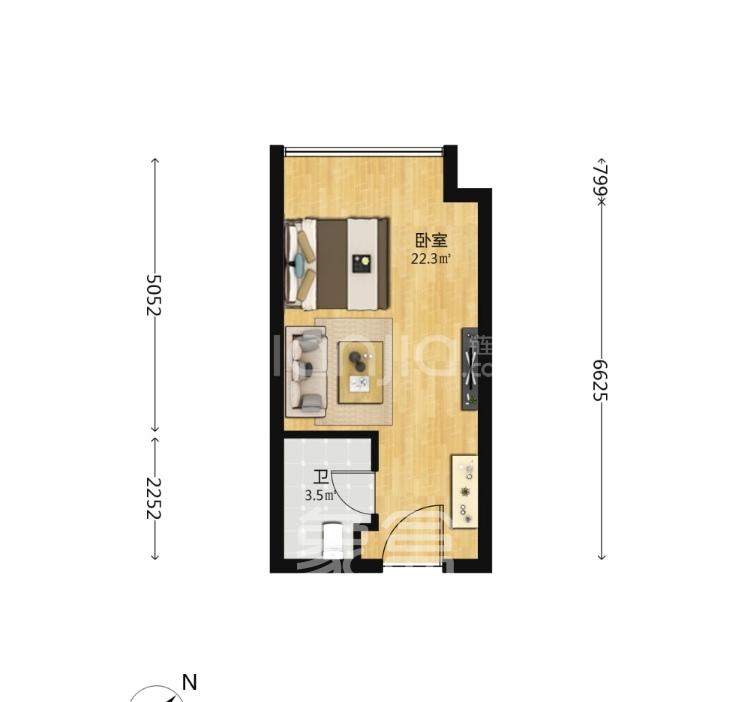 融科东南海  1室0厅1卫    1200.0元/月室内图