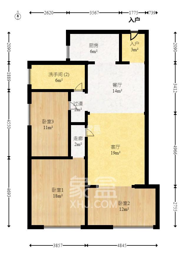 万博汇  2室2厅1卫   3100.00元/月室内图1