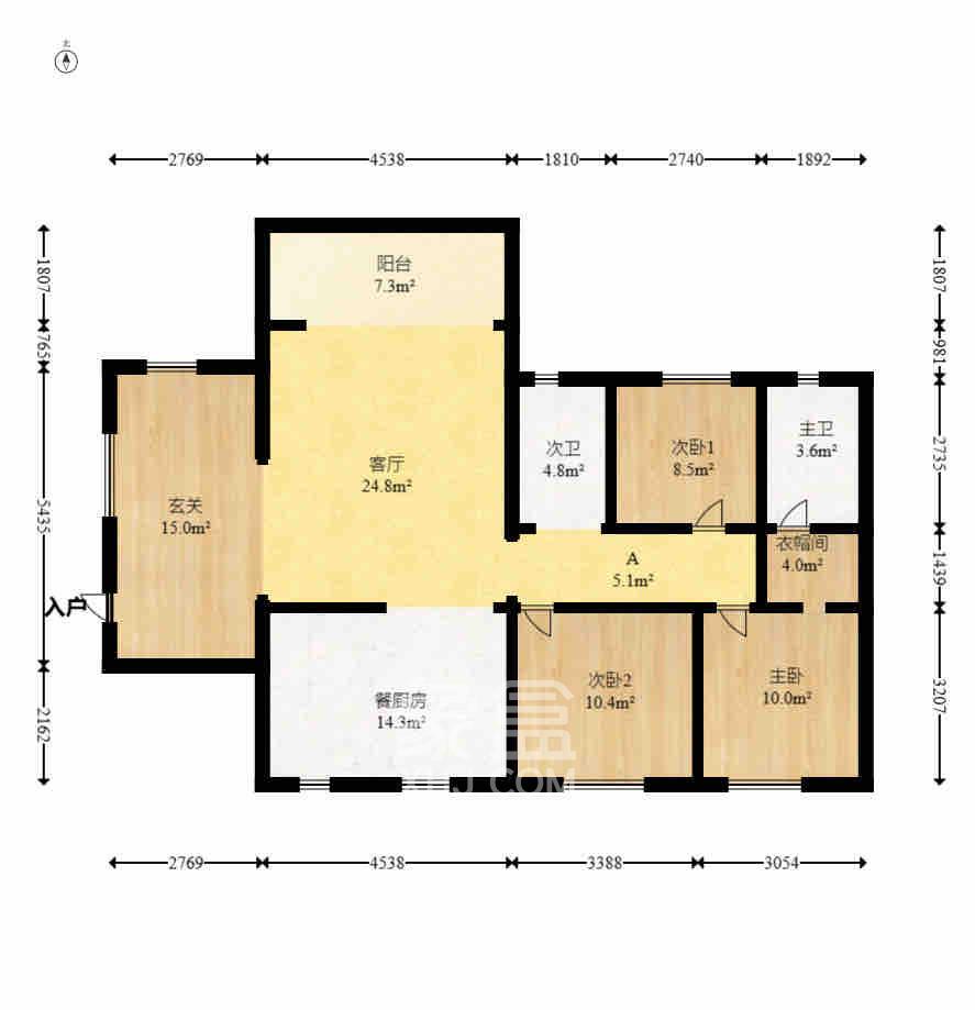 钱隆世家  3室2厅2卫   2700.00元/月室内图