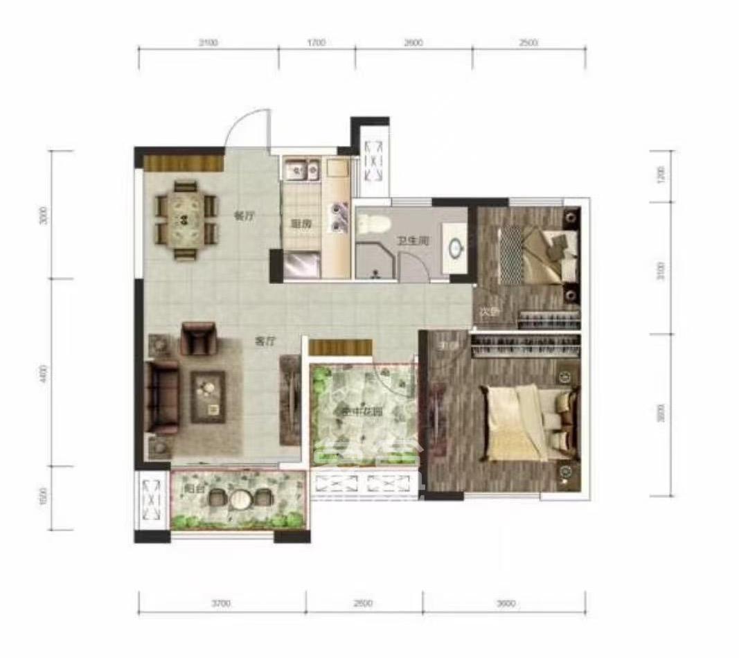 嘉宇银杉(嘉宇西苑) 3室2厅1卫 1000.0元/月 嘉宇银杉(嘉宇西苑) 3室2厅1卫 1000.0元/月户型图