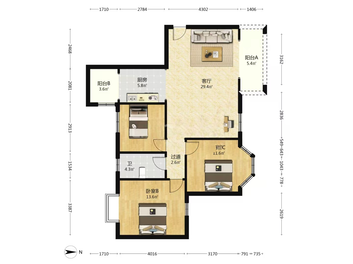 香博堡 3室2厅1卫 33.0万 香博堡 3室2厅1卫 33.0万室内图