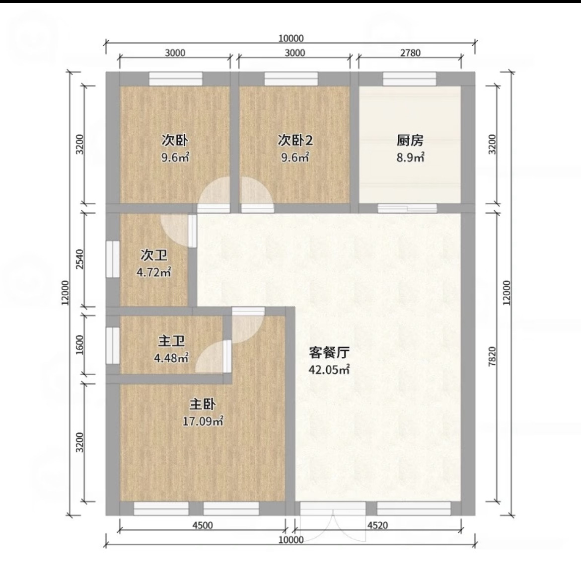 南门口安置小区二期  3室2厅2卫   72.00万户型图