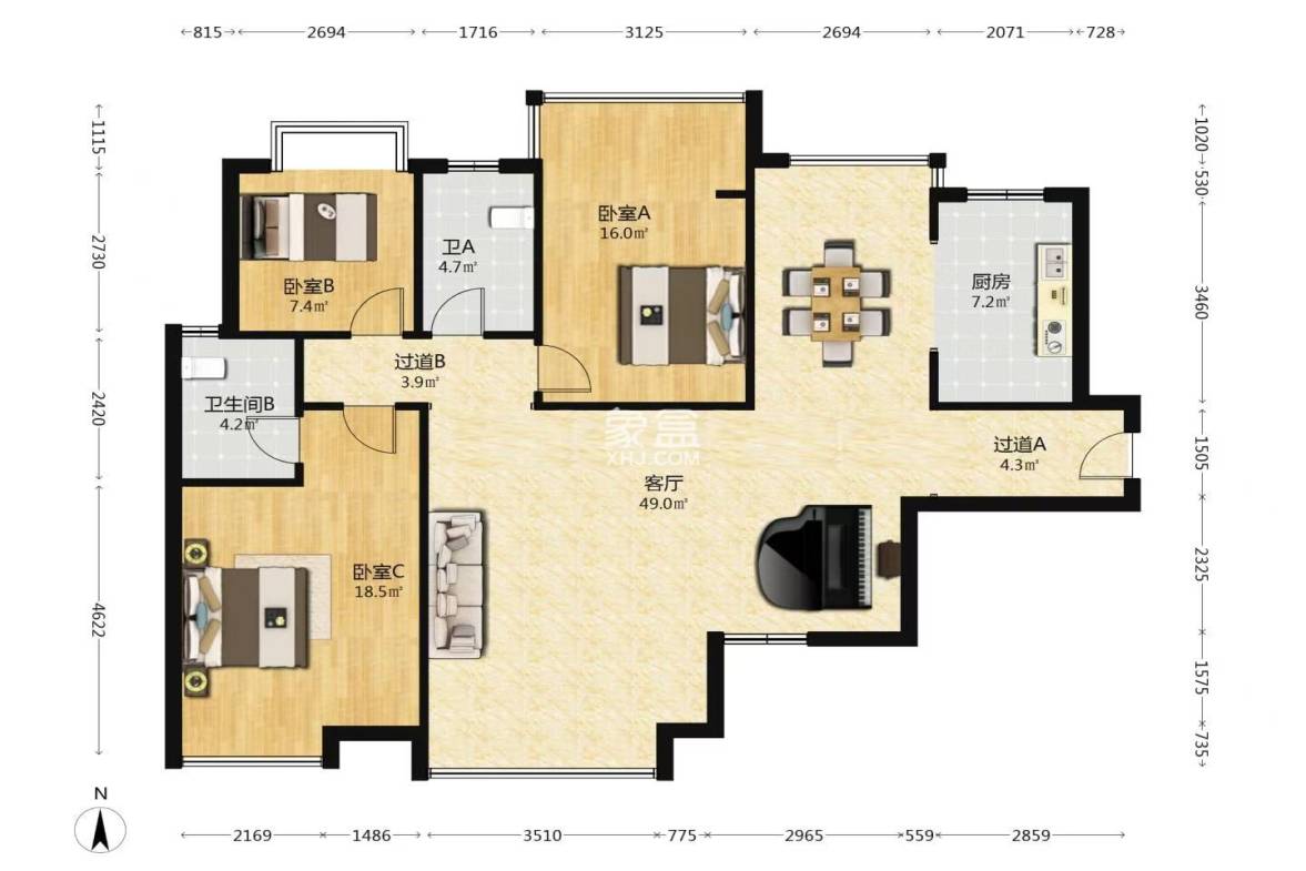 庐山春天早安华晨  4室2厅2卫    70.0万 庐山春天早安华晨  4室2厅2卫    70.0万客厅