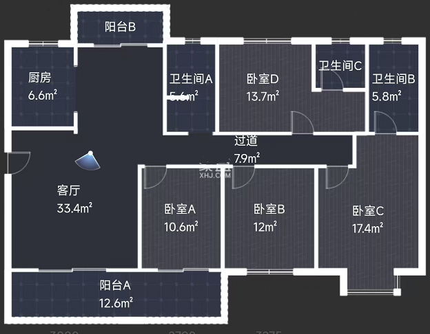 中建江湾壹号  4室2厅3卫    100.0万