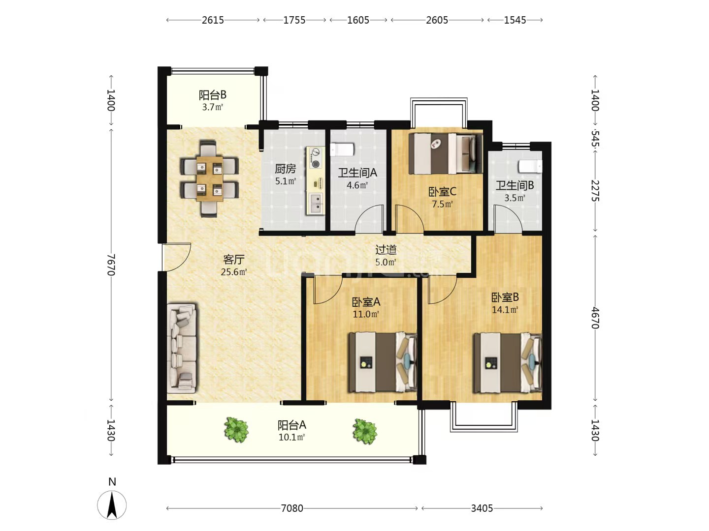 亿都时光  3室2厅2卫    72.0万