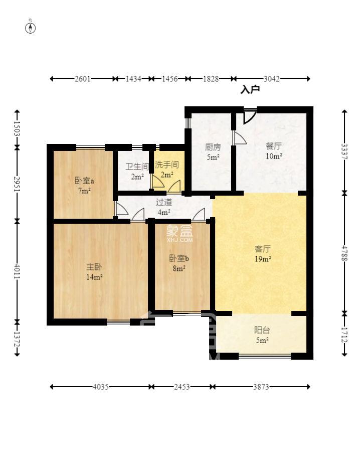 嘉宇银杉（嘉宇西苑）  3室2厅1卫   1800.00元/月室内图1
