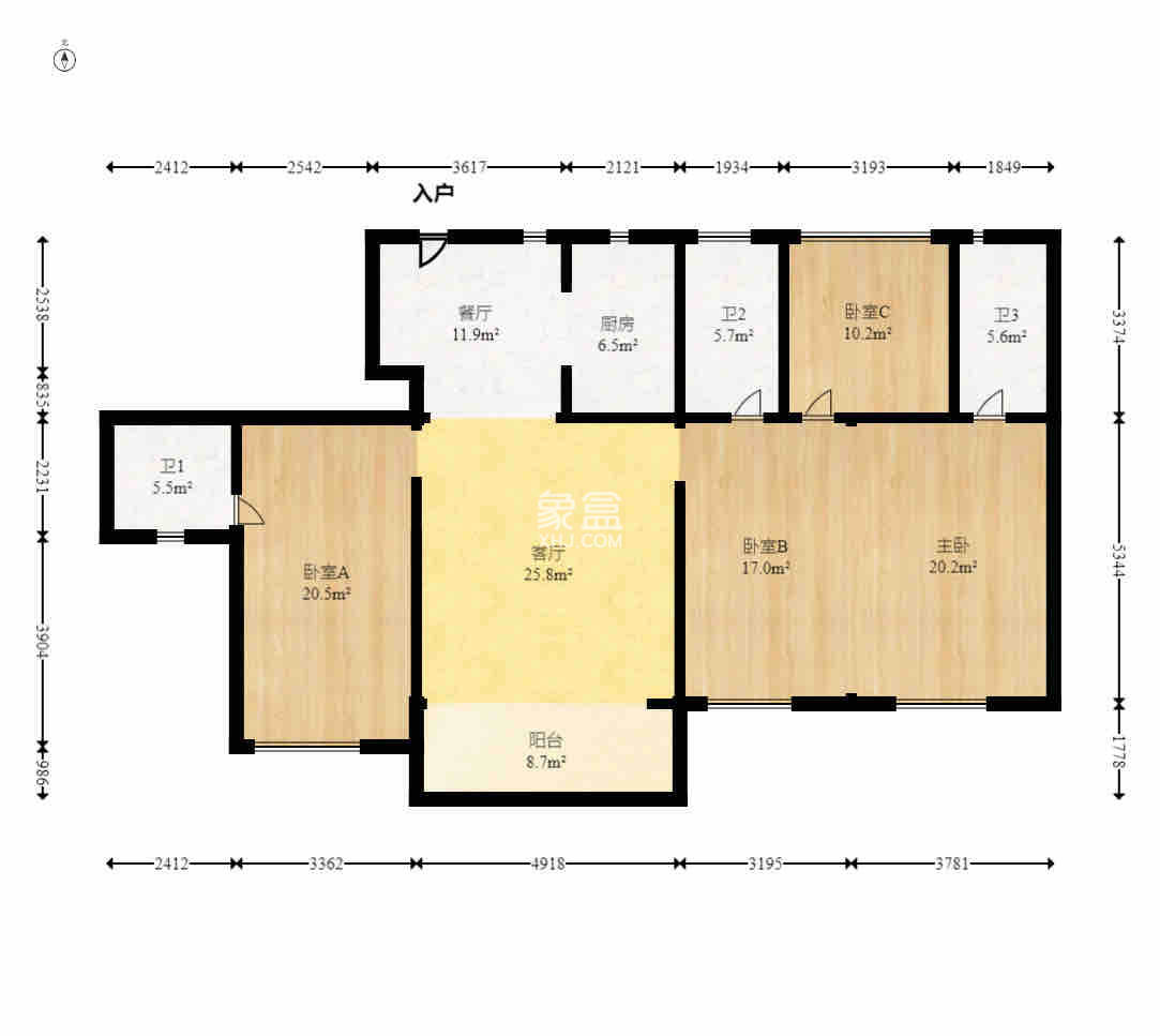 联丰苑 3室2厅1卫 2000.0元/月 联丰苑 3室2厅1卫 2000.0元/月户型图