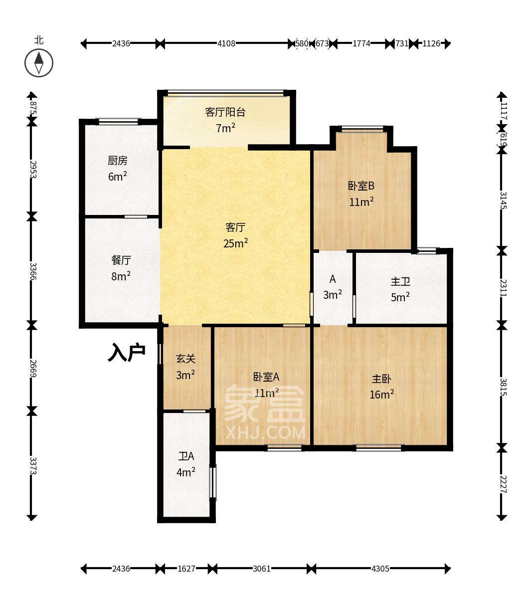 湘许嘉园  3室2厅1卫    2800.0元/月 湘许嘉园  3室2厅1卫    2800.0元/月户型图
