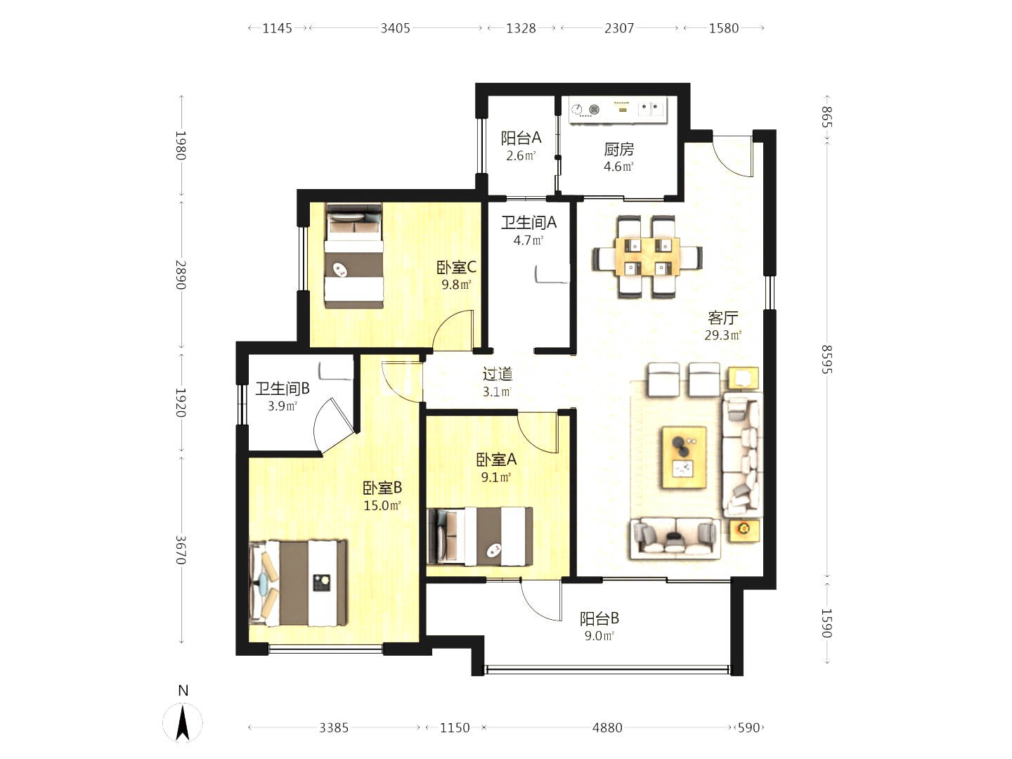 湘银星城  3室2厅2卫    45.0万 湘银星城  3室2厅2卫    45.0万室内图