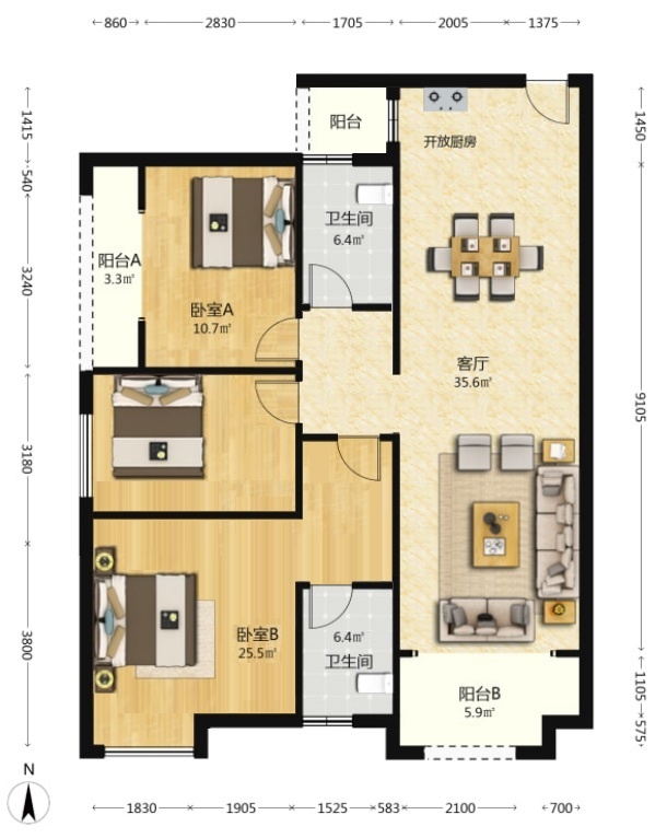 红盾雅园  3室2厅2卫   49.80万