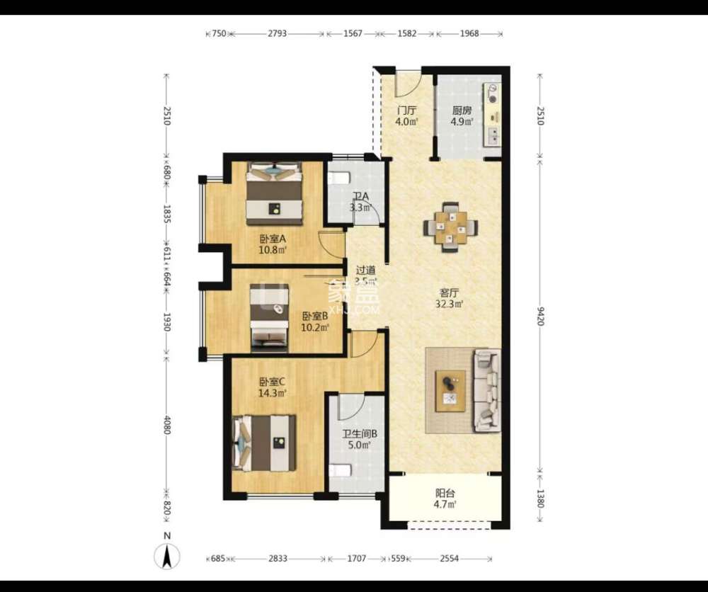 青龙湾(中央小镇)  3室2厅2卫    37.8万 青龙湾(中央小镇)  3室2厅2卫    37.8万室内图