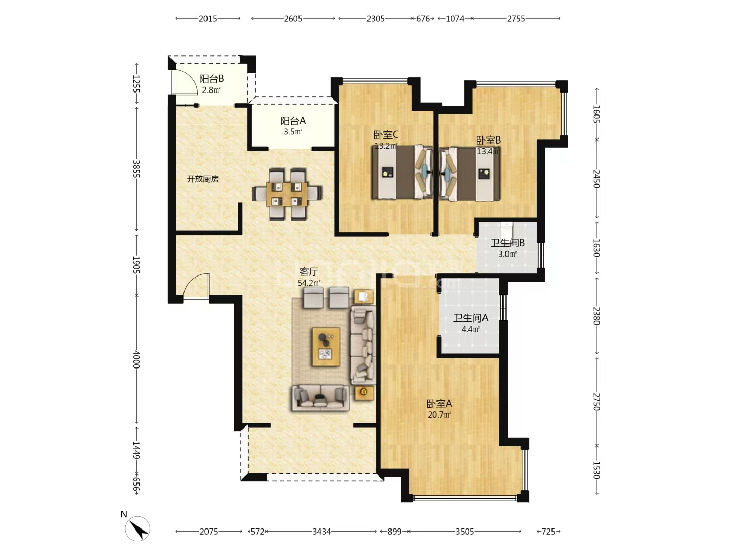 磐龙生态社区 3室2厅2卫 35.0万 磐龙生态社区 3室2厅2卫 35.0万室内图