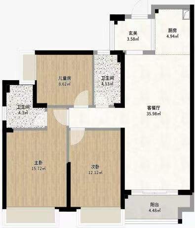 美的城三期  3室2厅2卫    45.0万