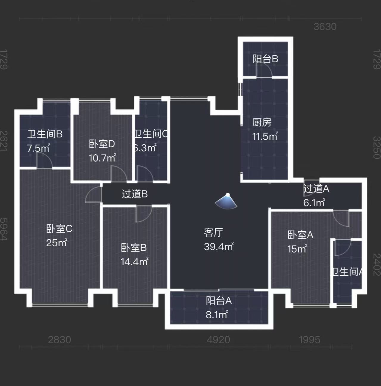天元区碧桂园  5室2厅2卫    100.18万