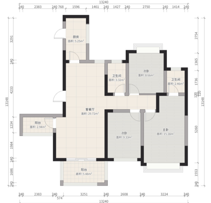 山水洲城华晨第一城 3室2厅2卫 55.8万 山水洲城华晨第一城 3室2厅2卫 55.8万室内图