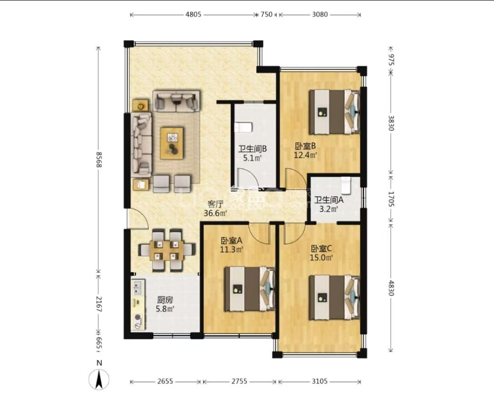金轮翡翠名园  3室2厅2卫   75.00万