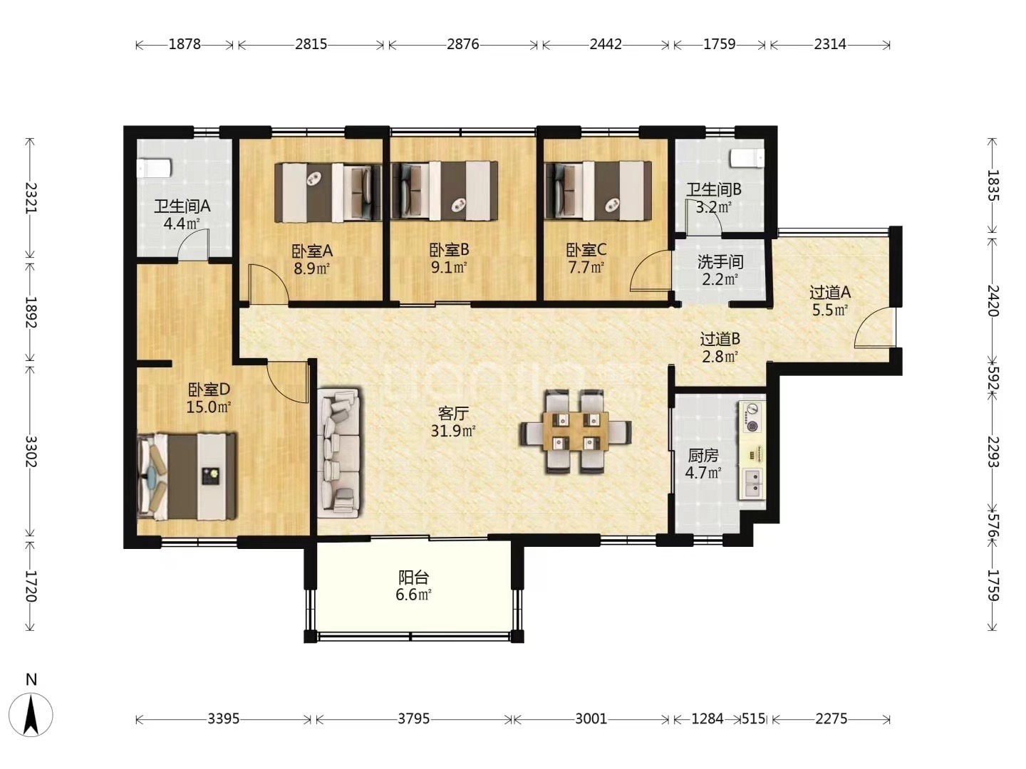省军区宿舍  1室0厅0卫    3000.0元/月户型图