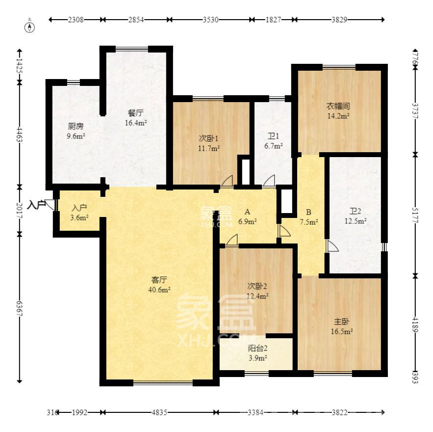 北辰三角洲C3区 4室2厅2卫 11000.0元/月 北辰三角洲C3区 4室2厅2卫 11000.0元/月户型图