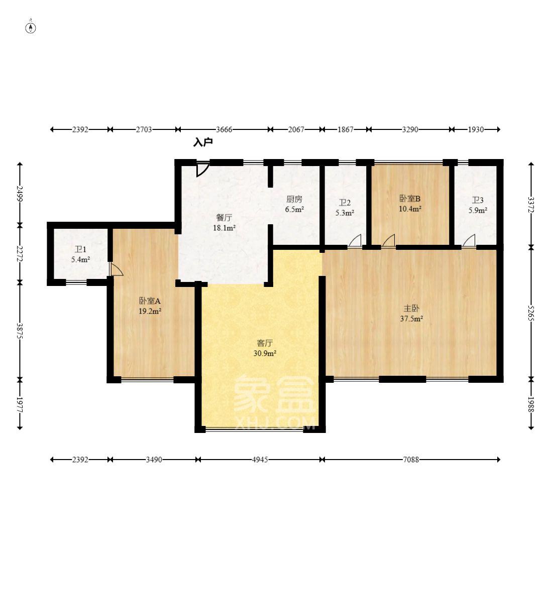 建投象山国际  4室2厅2卫   1500.00元/月室内图