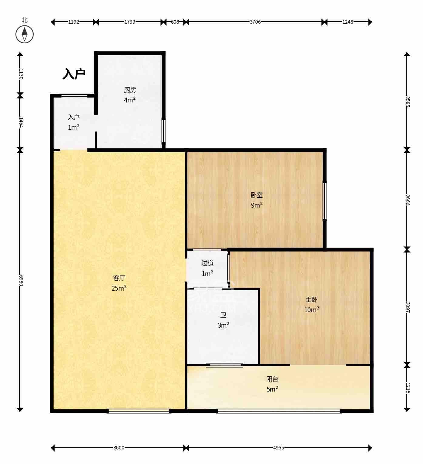 蝴蝶谷  2室2厅1卫   1100.00元/月