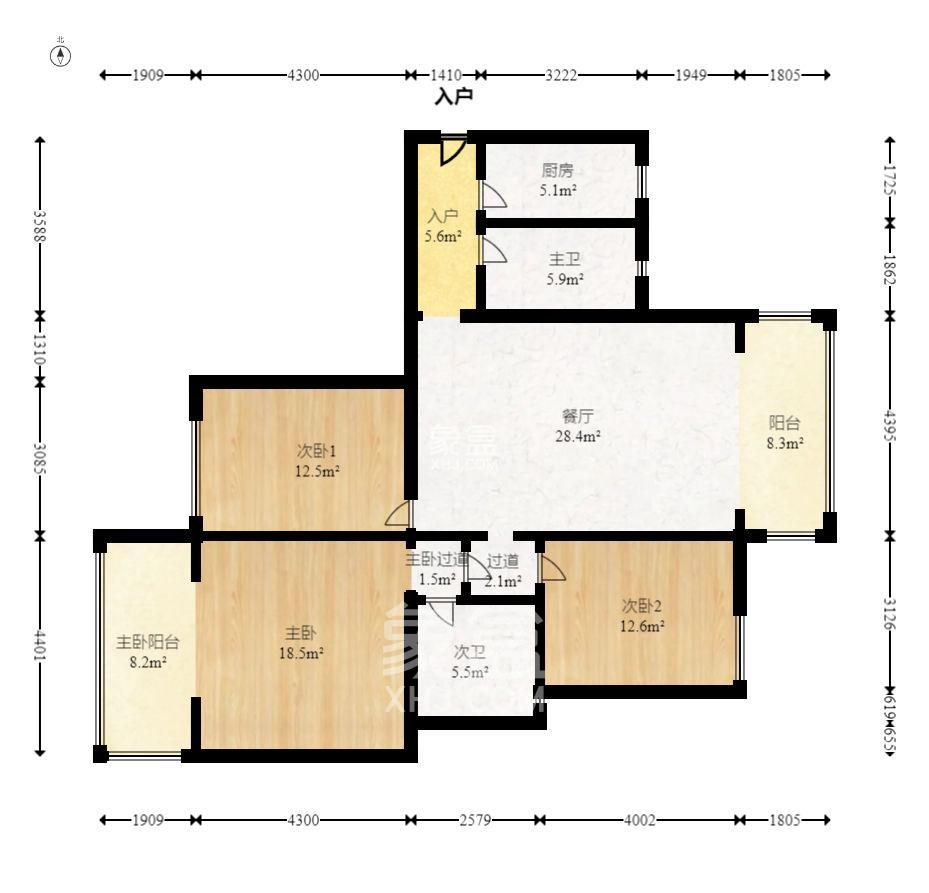 北辰三角洲C3区  3室2厅2卫    5200.0元/月 北辰三角洲C3区  3室2厅2卫    5200.0元/月户型图