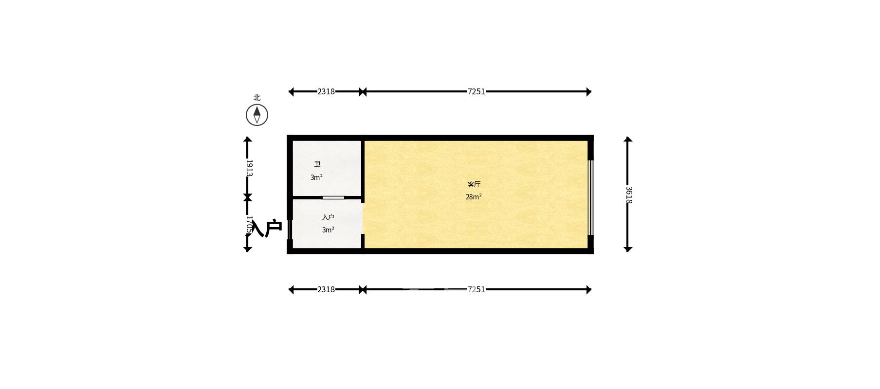 五一新干线 1室1厅1卫 2100.0元/月 五一新干线 1室1厅1卫 2100.0元/月户型图