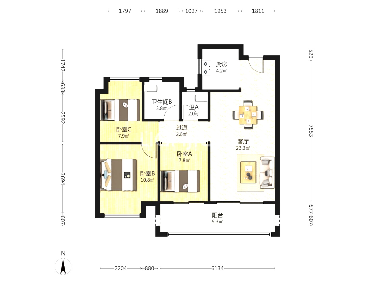 建发央著  3室2厅1卫    60.0万