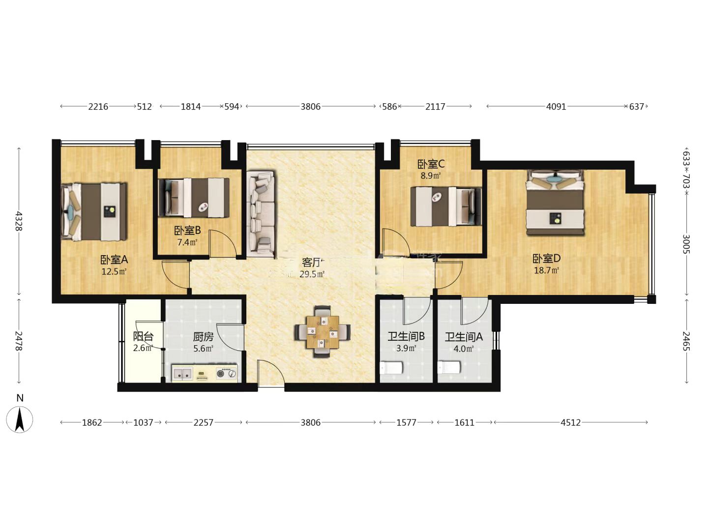 奥园广场  3室2厅2卫    69.8万 奥园广场  3室2厅2卫    69.8万室内图