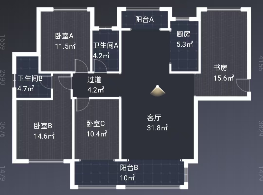 中泰财富湘江 4室2厅2卫 100.0万 中泰财富湘江 4室2厅2卫 100.0万室内图