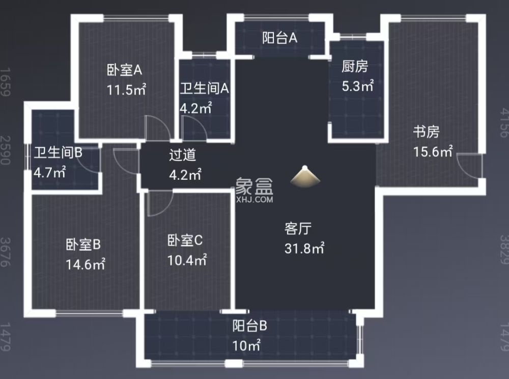 中泰财富湘江  4室2厅2卫    105.0万