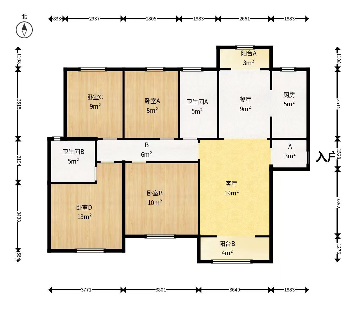 金地铂悦 1室1厅1卫 1200.0元/月 金地铂悦 1室1厅1卫 1200.0元/月户型图