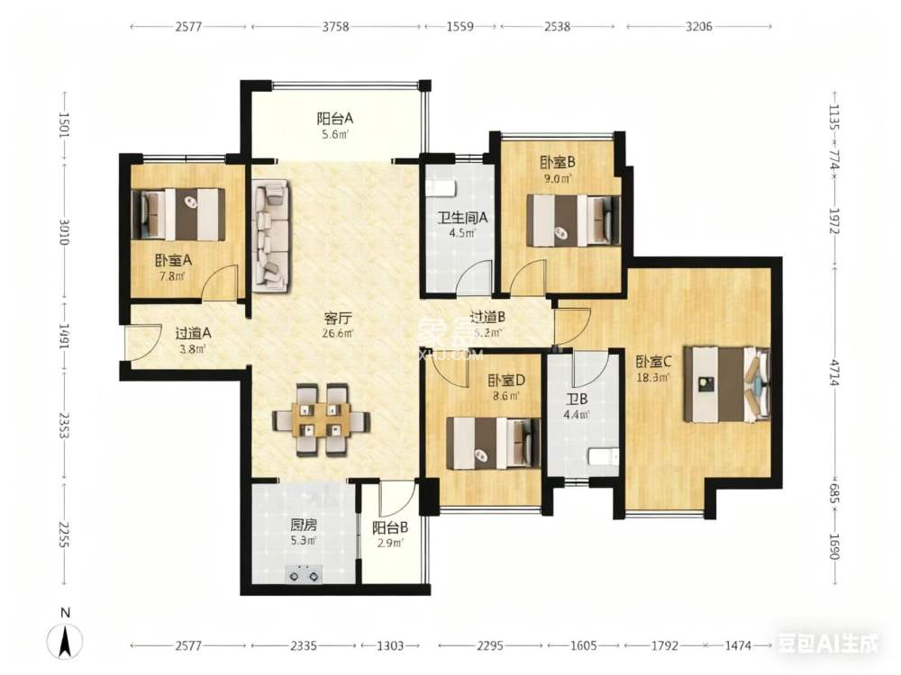 奥园广场  4室2厅2卫    71.0万