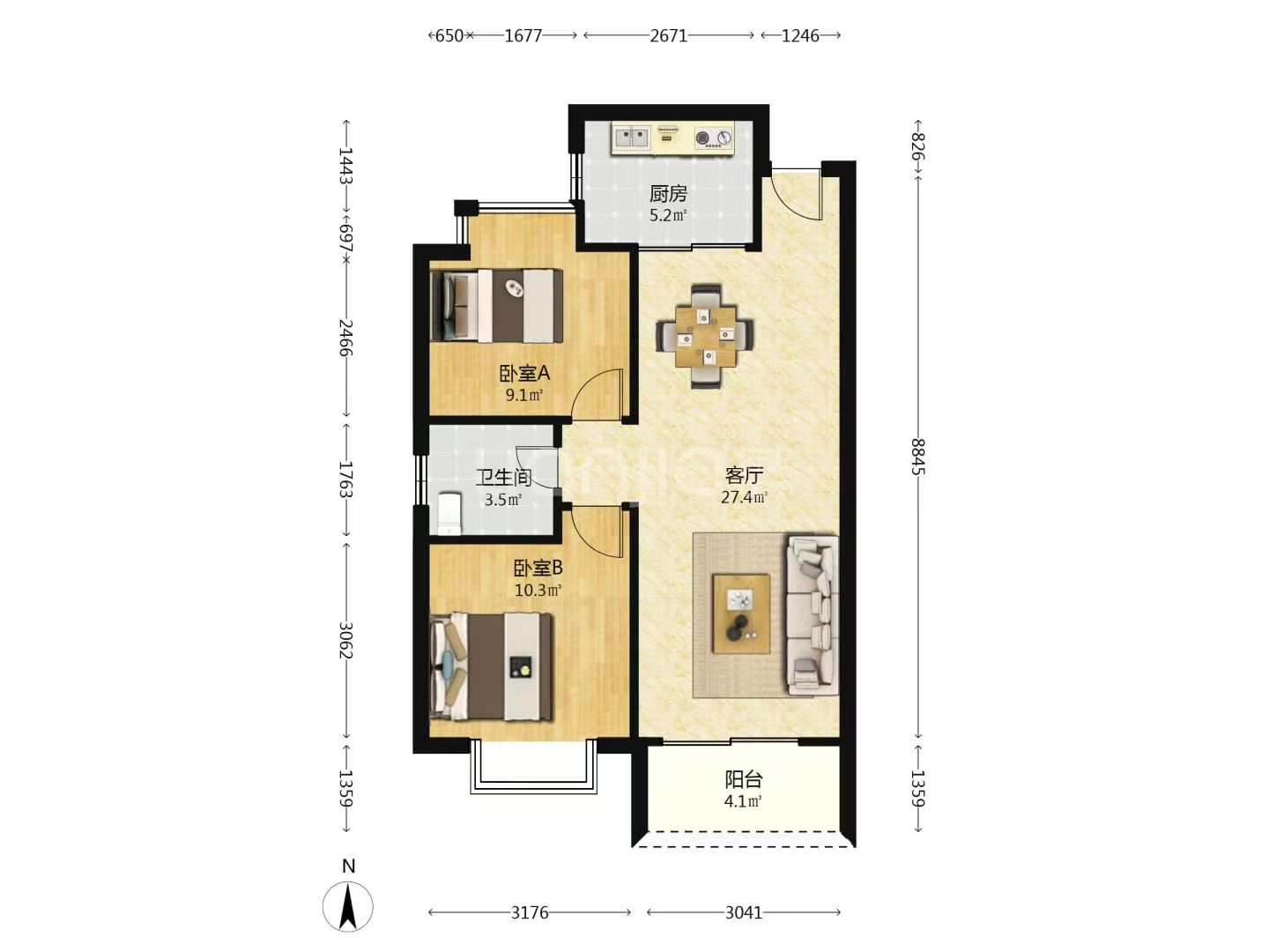 道客和悦坊 2室2厅1卫 90.0万 道客和悦坊 2室2厅1卫 90.0万户型图