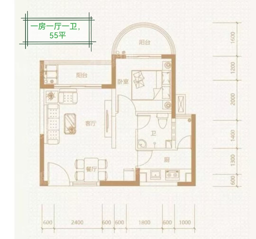 鸿悦公馆  1室1厅1卫   1800.00元/月室内图