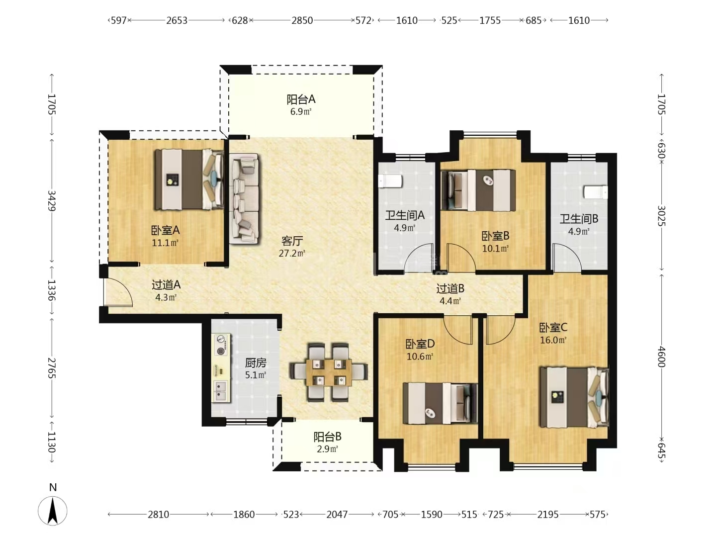 白金汉宫 3室2厅2卫 62.0万 白金汉宫 3室2厅2卫 62.0万室内图