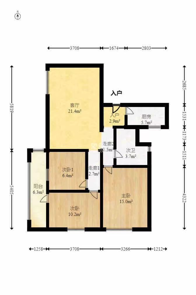 富南公寓 3室2厅1卫 83.0万 富南公寓 3室2厅1卫 83.0万户型图