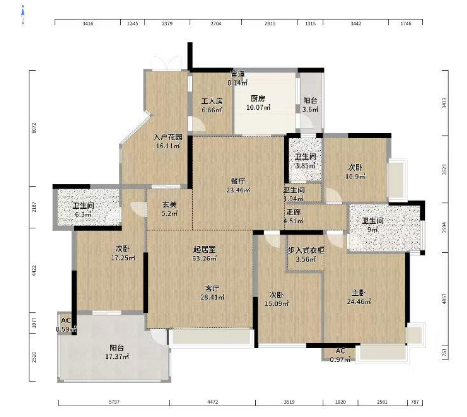 山水国际  4室2厅1卫   130.00万