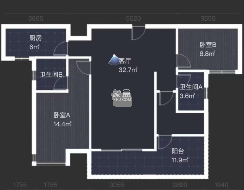 中建江湾壹号  3室2厅2卫    54.0万