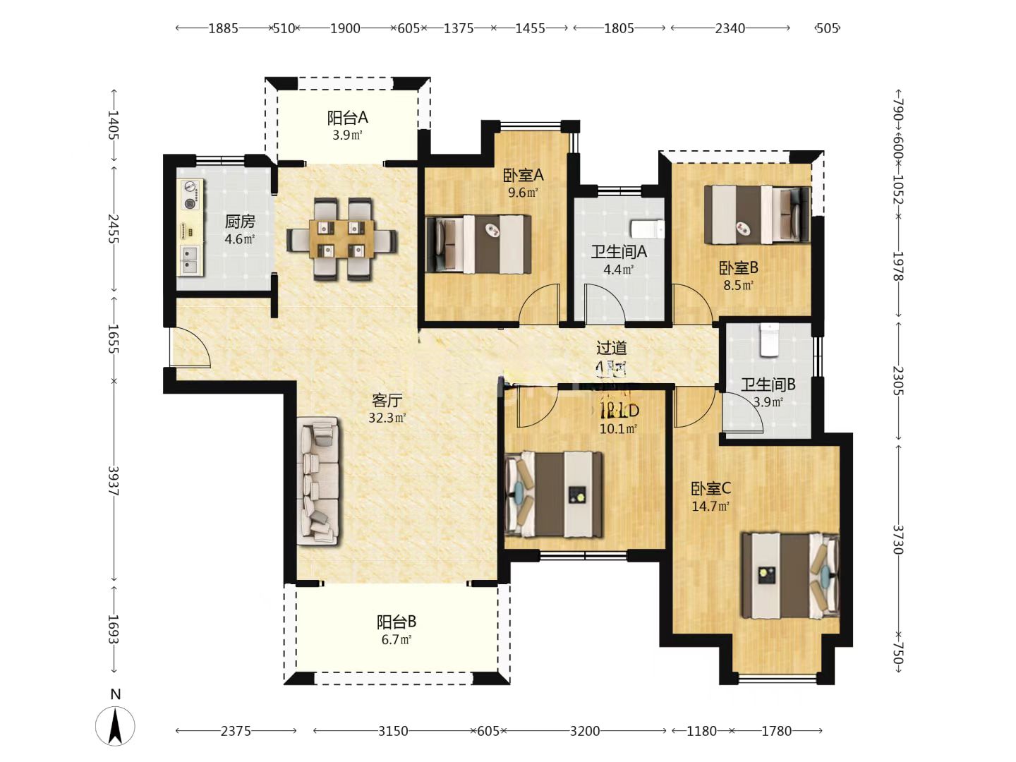 华晨神农府 4室2厅0卫 76.8万 华晨神农府 4室2厅0卫 76.8万室内图