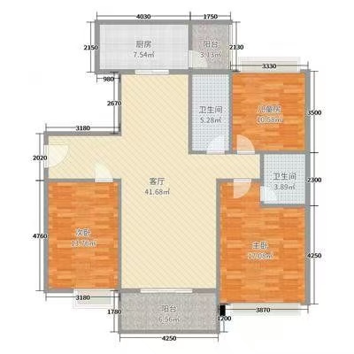 恒大绿洲  3室2厅2卫   69.80万户型图