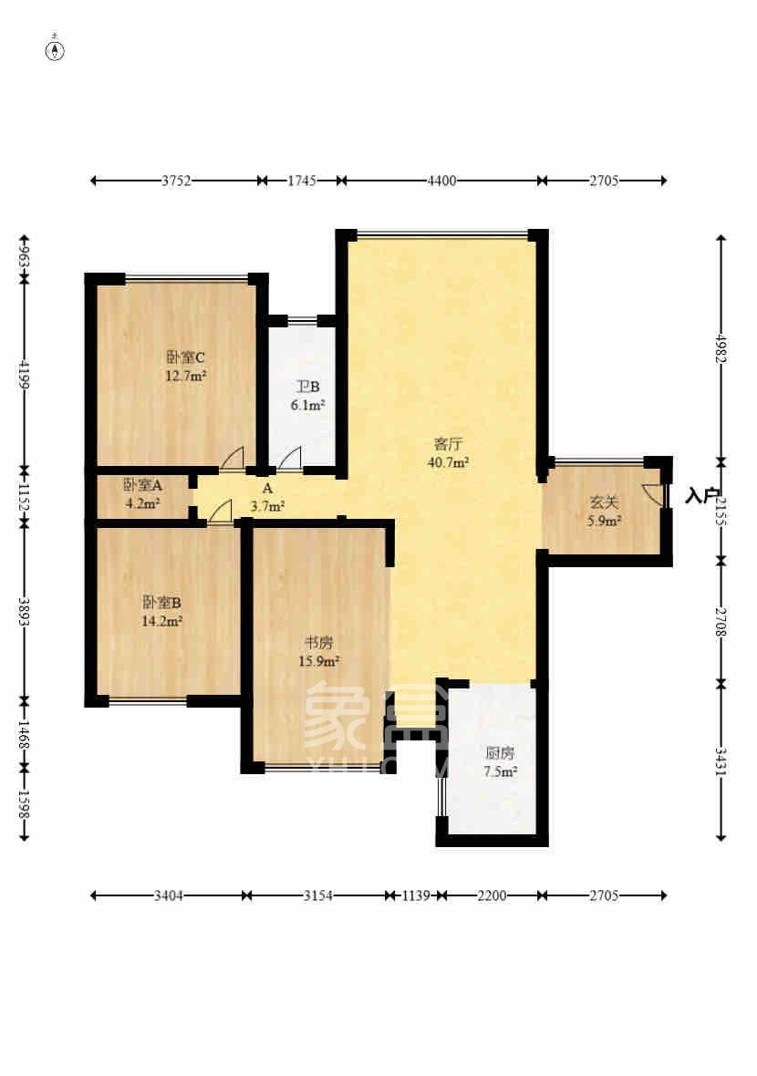 滨江一号（丰泰花园）  3室2厅2卫    3200.0元/月室内图